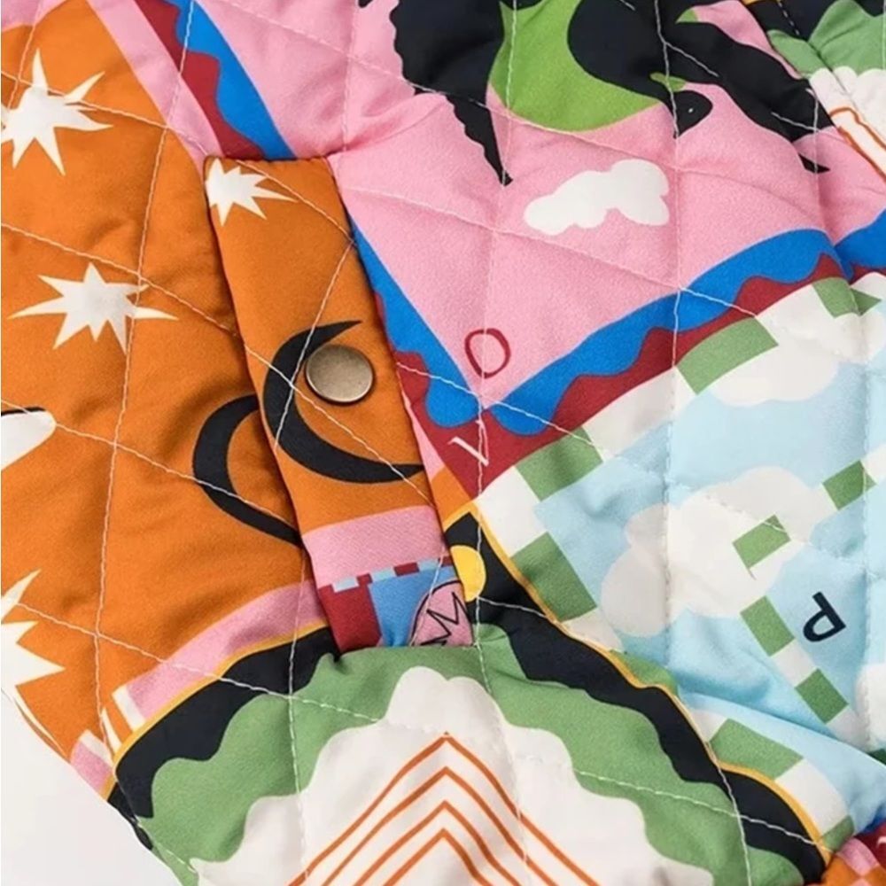 Bohemian Printed Y2K Quilted Patchwork  Puffer Jacket M - Picture 3 of 8